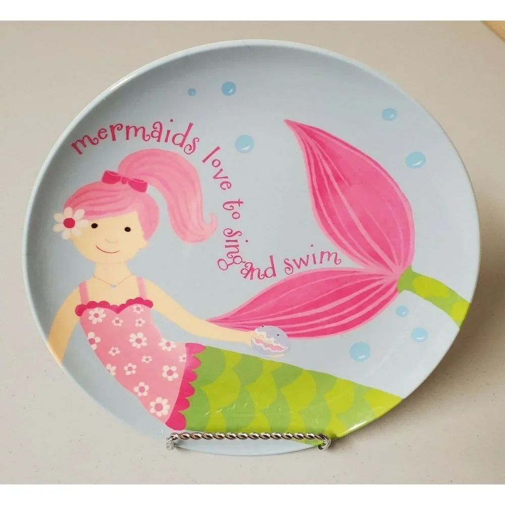 3 Pottery Barn Kids Mermaid, Octopus, Dolphin Plastic Plates
